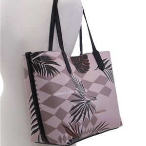 Versace Jeans Leather Rose Geometric Palm Tote